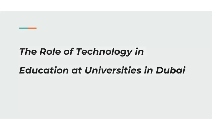 the role of technology in education at universities in dubai