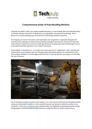 Comprehensive Guide of Pulp Moulding Machine