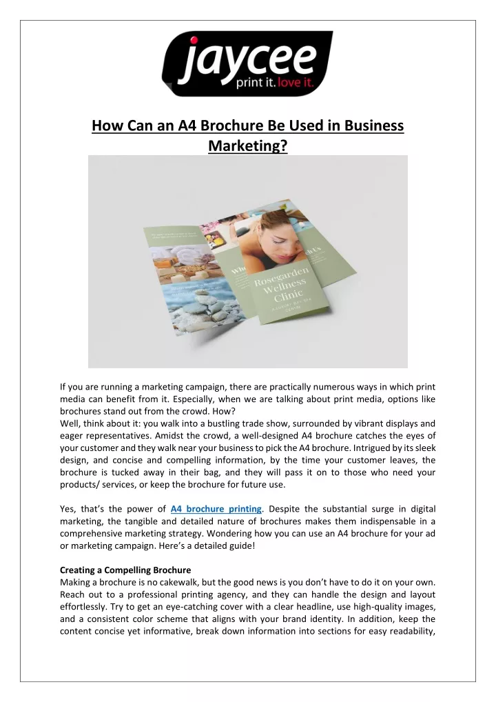 how can an a4 brochure be used in business