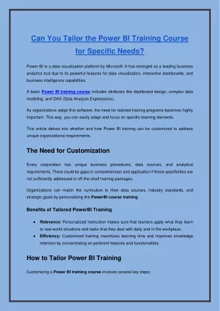 Power BI Training Course