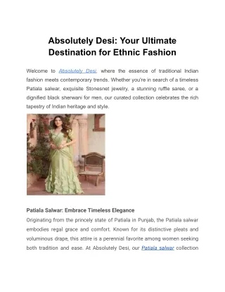 Absolutely Desi ; Your Ultimate Destination for Ethnic Fashion