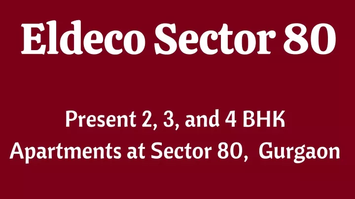 eldeco sector 80