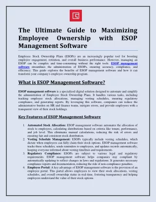 The Ultimate Guide to Maximizing Employee Ownership with ESOP Management Software