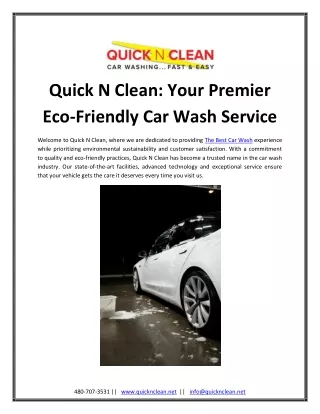 Quick N Clean Your Premier Eco-Friendly Car Wash Service