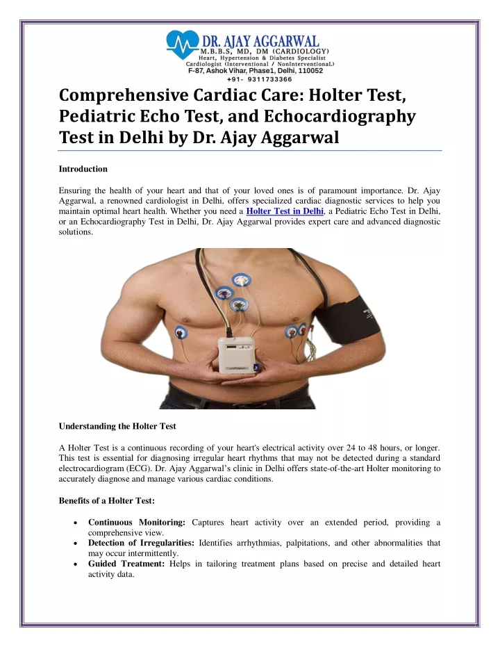 comprehensive cardiac care holter test pediatric