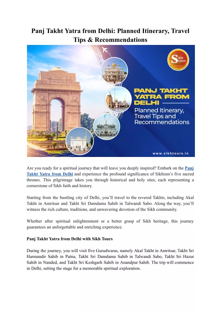 panj takht yatra from delhi planned itinerary