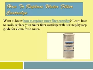 How to Replace Water Filter Cartridge