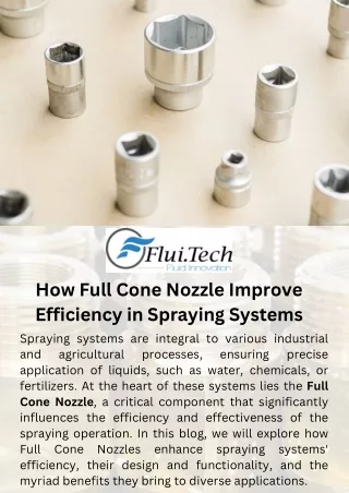 How Full Cone Nozzle Improve Efficiency in Spraying Systems