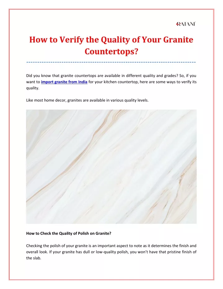 how to verify the quality of your granite