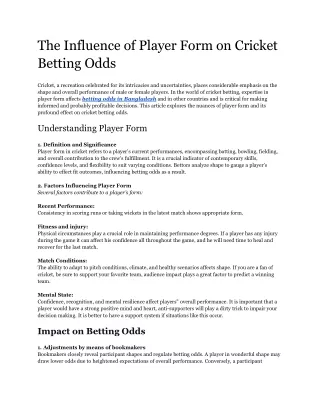 The Influence of Player Form on Cricket Betting Odds