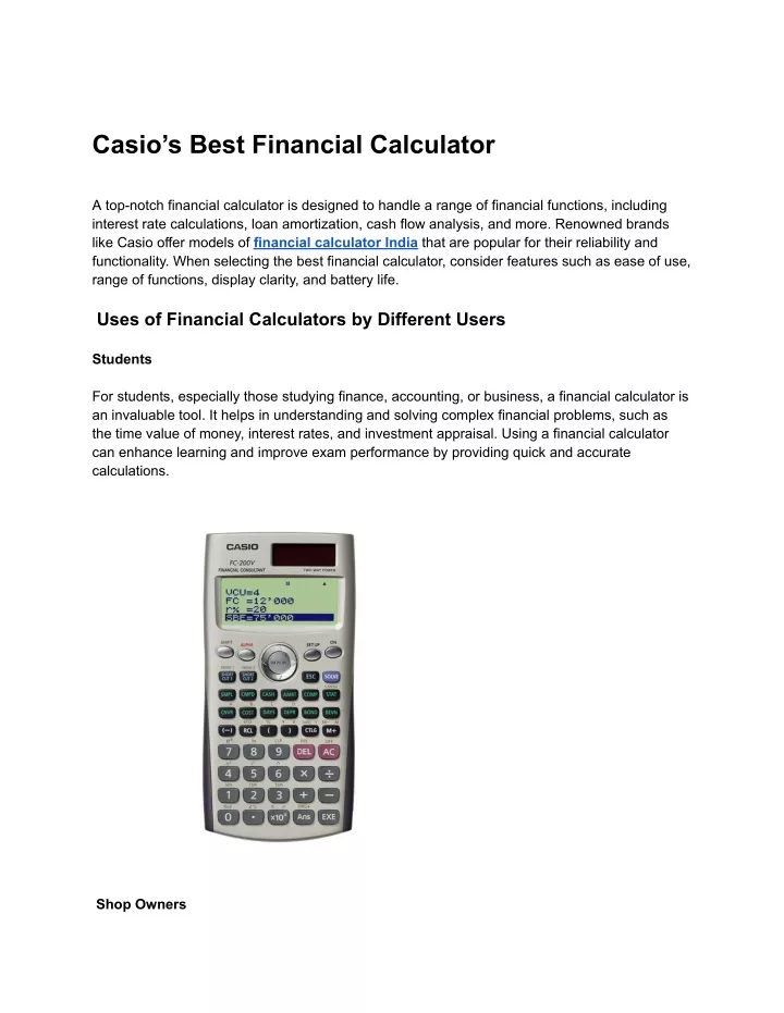 casio s best financial calculator