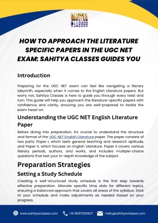 How to Approach the Literature Specific Papers in the UGC NET Exam: Sahitya Clas