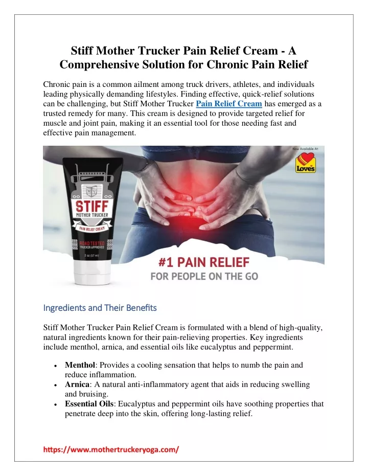 stiff mother trucker pain relief cream