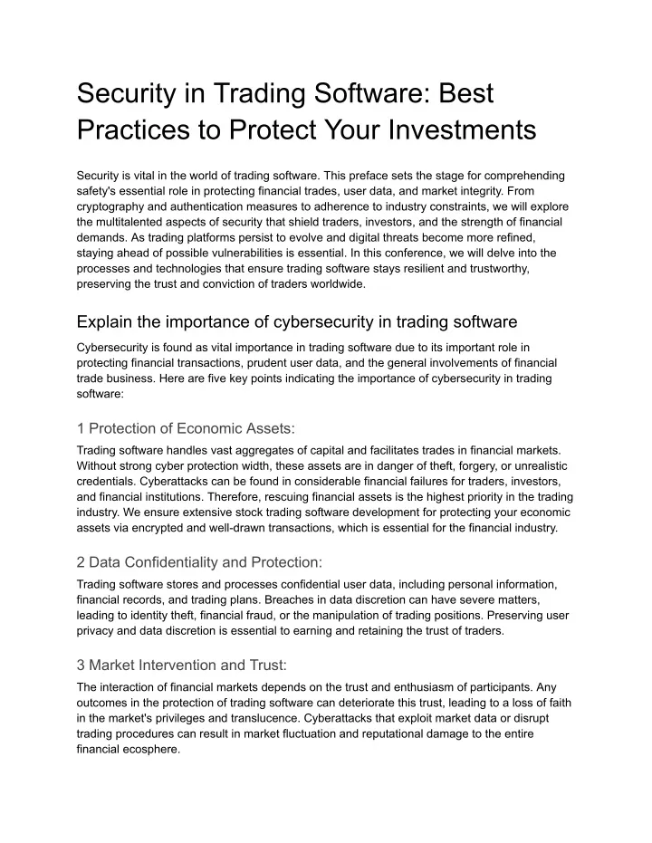 security in trading software best practices