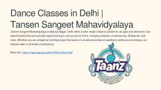 dance classes in delhi tansen sangeet