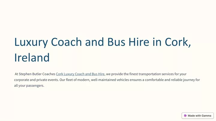 luxury coach and bus hire in cork ireland