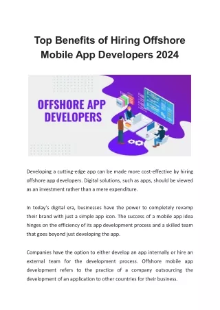 Top Benefits of Hiring Offshore Mobile App Developers 2024