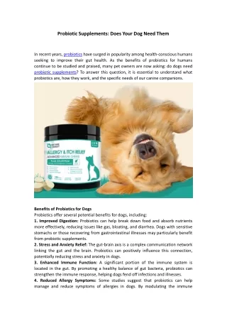 Probiotic Supplements Does Your Dog Need Them