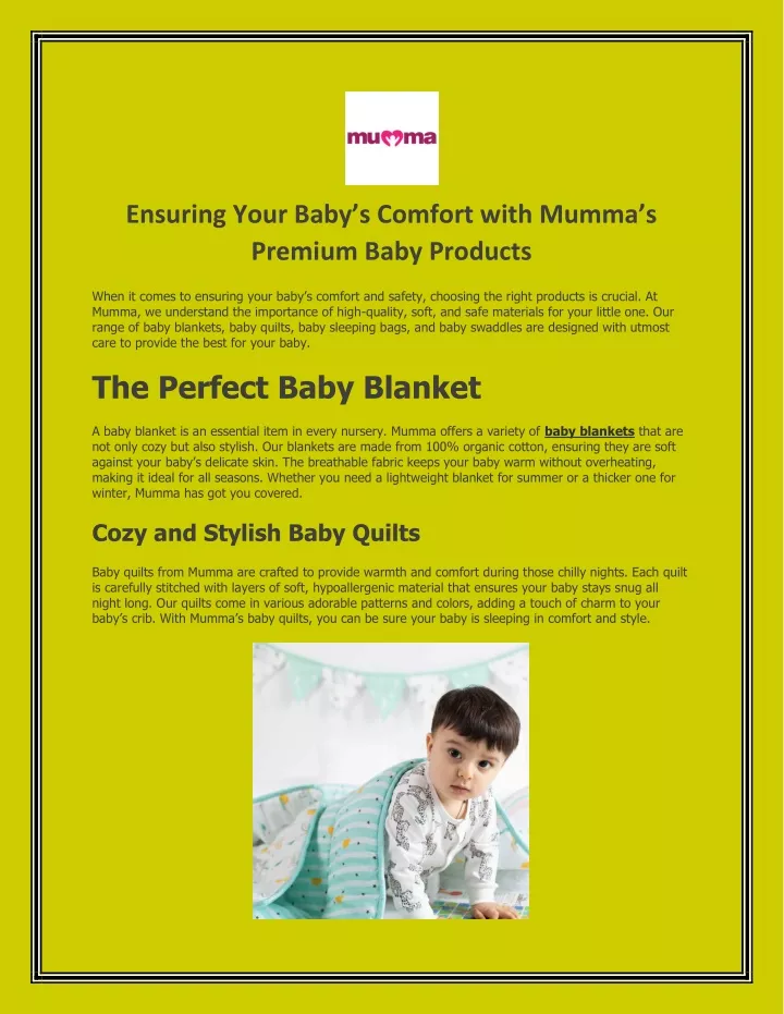 ensuring your baby s comfort with mumma s premium