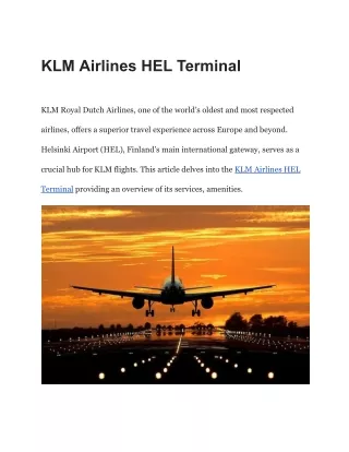 KLM Airlines HEL Terminal