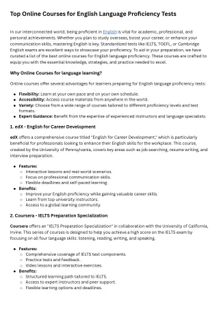 Top Online Courses for English Language Proficiency Tests