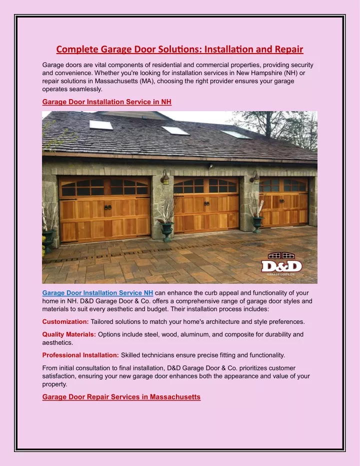 complete garage door solutions installation