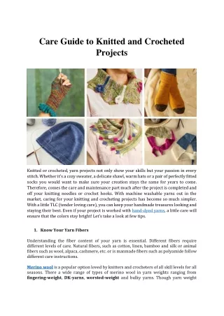 Care Guide to Knitted and Crocheted Projects