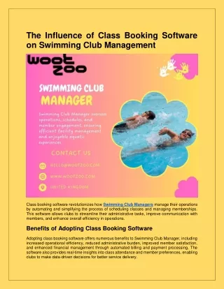 The Influence of Class Booking Software on Swimming Club Management