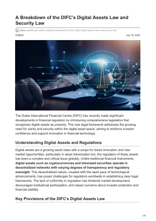 A Breakdown of the DIFCs Digital Assets Law and Security Law - Eqbac