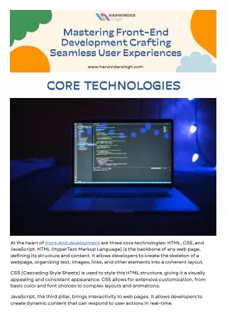 Mastering Front-End Development Crafting Seamless User Experiences