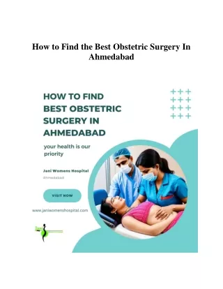 How to Find the Best Obstetric Surgery In Ahmedabad