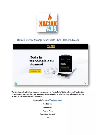 Online Presence Management Puerto Plata | Nacionads.com