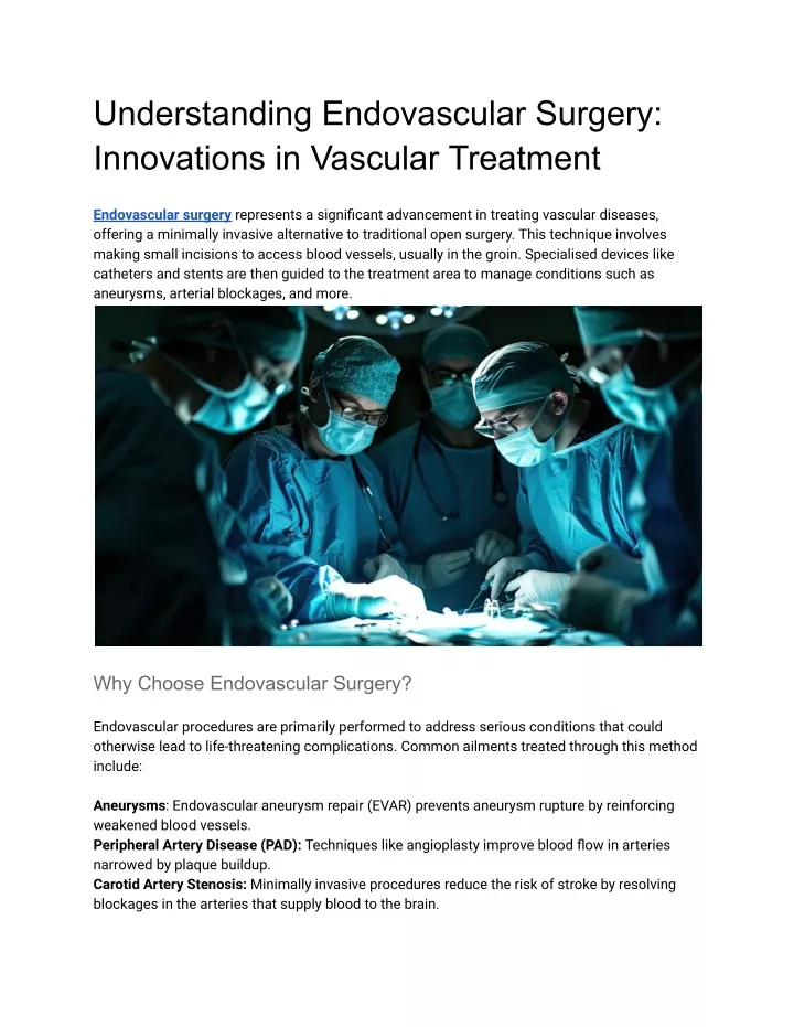 understanding endovascular surgery innovations