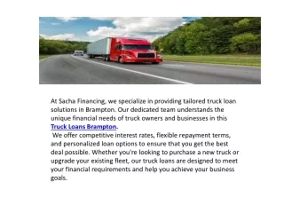 Truck Loans Brampton