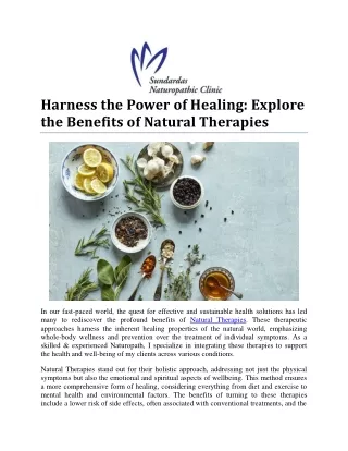 Harness the Power of Healing Explore the Benefits of Natural Therapies