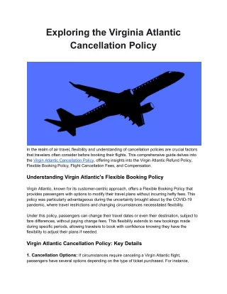 Virgin Atlantic Cancellation Policy