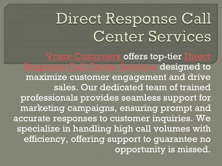 direct response call center services