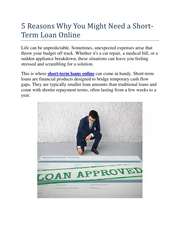 5 reasons why you might need a short term loan