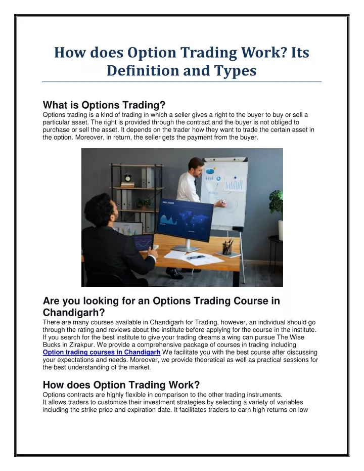 how does option trading work its definition