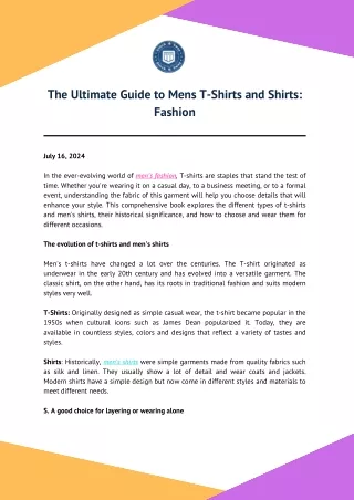 The Ultimate Guide to Mens T-Shirts and Shirts Fashion (1)