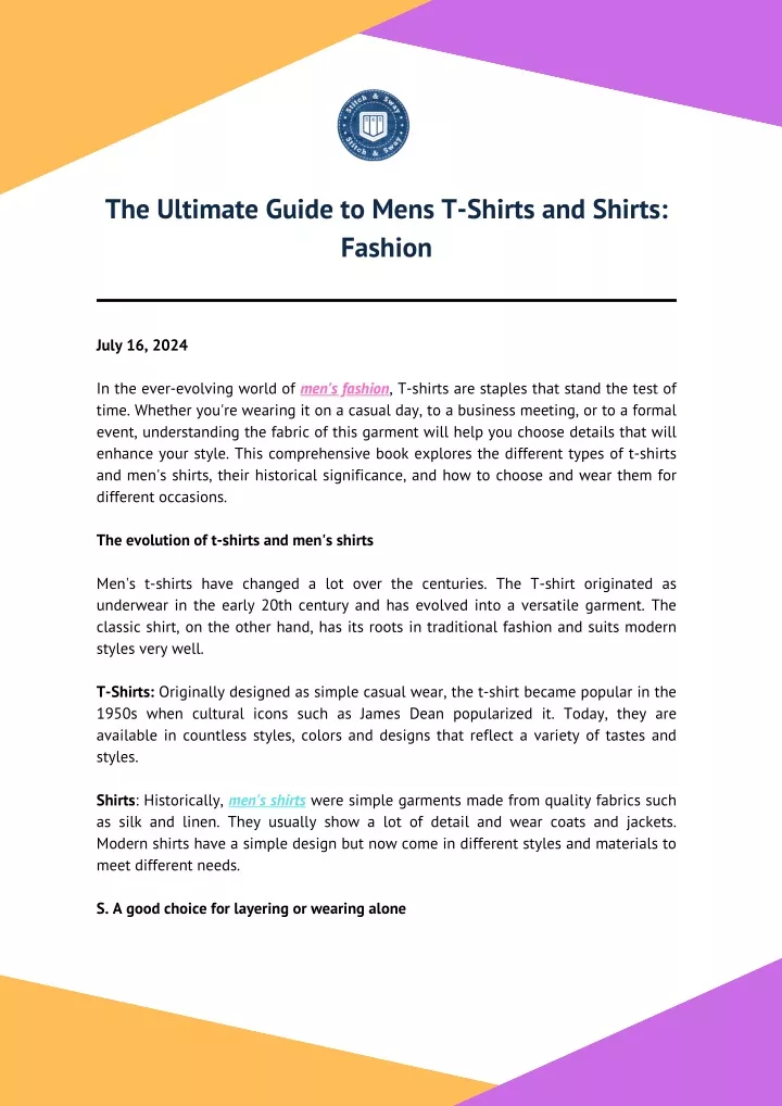 the ultimate guide to mens t shirts and shirts