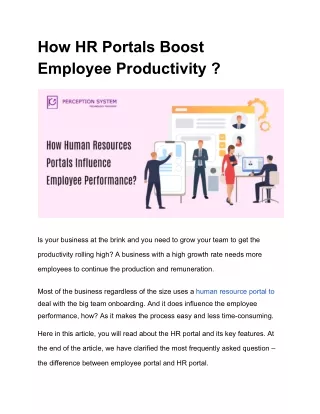 How HR Portals Boost Employee Productivity