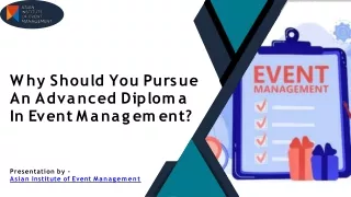 Why Should You Pursue An Advanced Diploma In Event Management?