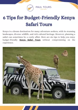 6 Tips for Budget-Friendly Kenya Safari Tours