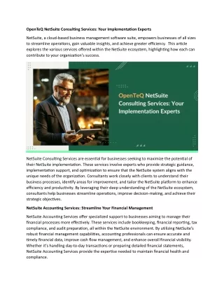 openteq netsuite consulting services your