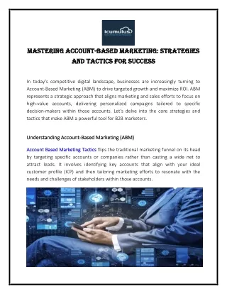 Mastering Account-Based Marketing Strategies and Tactics for Success