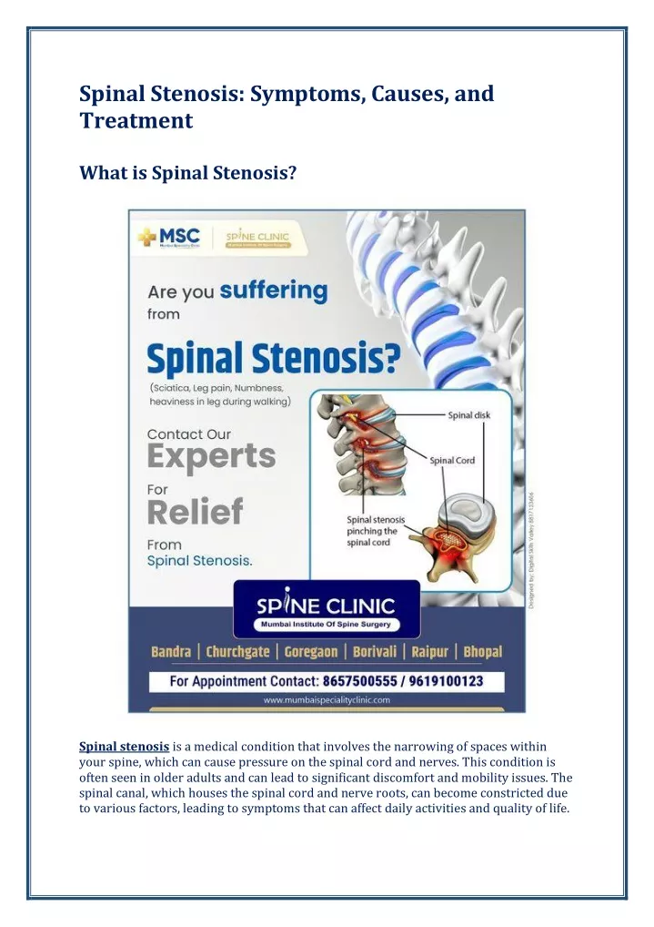 spinal stenosis symptoms causes and treatment