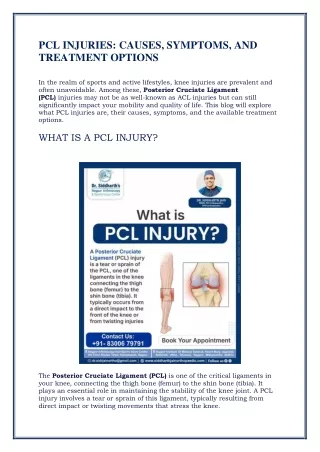 PCL INJURIES: CAUSES, SYMPTOMS, AND TREATMENT OPTIONS