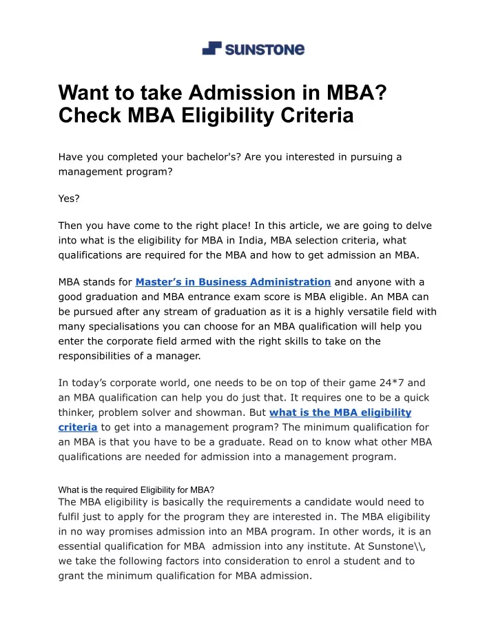 want to take admission in mba check