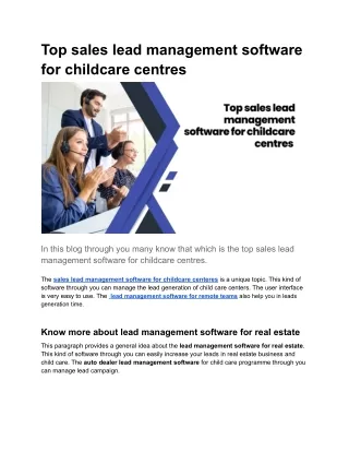 Top sales lead management software for childcare centres